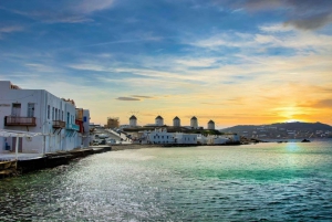 De Atenas: Viagem de 1 dia para Mykonos e Santorini com hospedagem