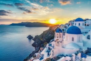 De Atenas: Viagem de 1 dia para Mykonos e Santorini com hospedagem