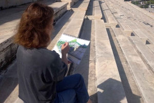 Lezione di disegno all'aperto nell'Atene moderna; Pangrati, Metz..