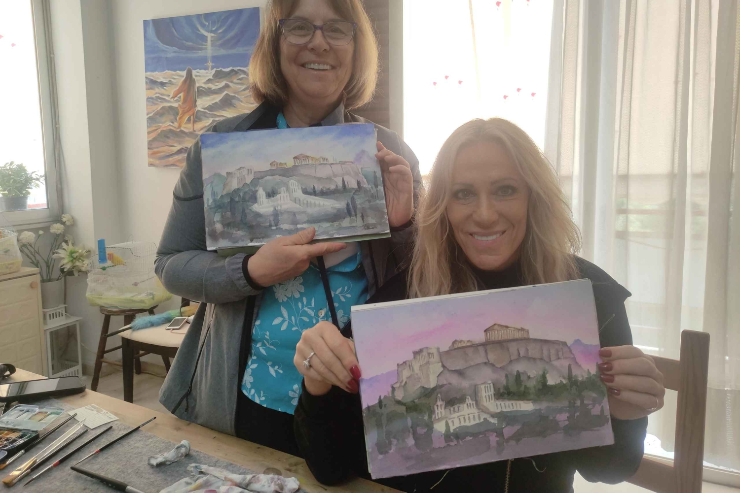 atelier de peinture de l'acropole/du paysage avec un artiste local