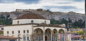 Monastiraki square and Acropolis in Athens,Greece