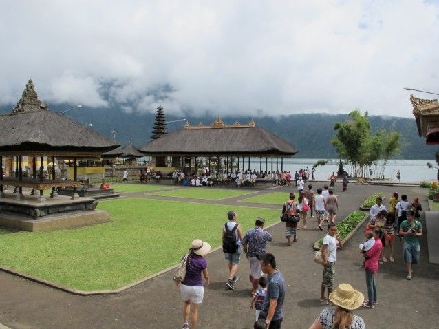 Visitors to Lake Bratan