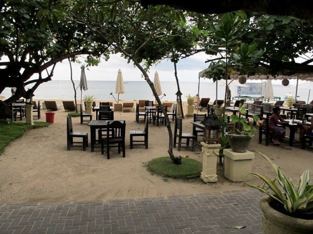 One of many beach restaurants in Sanur