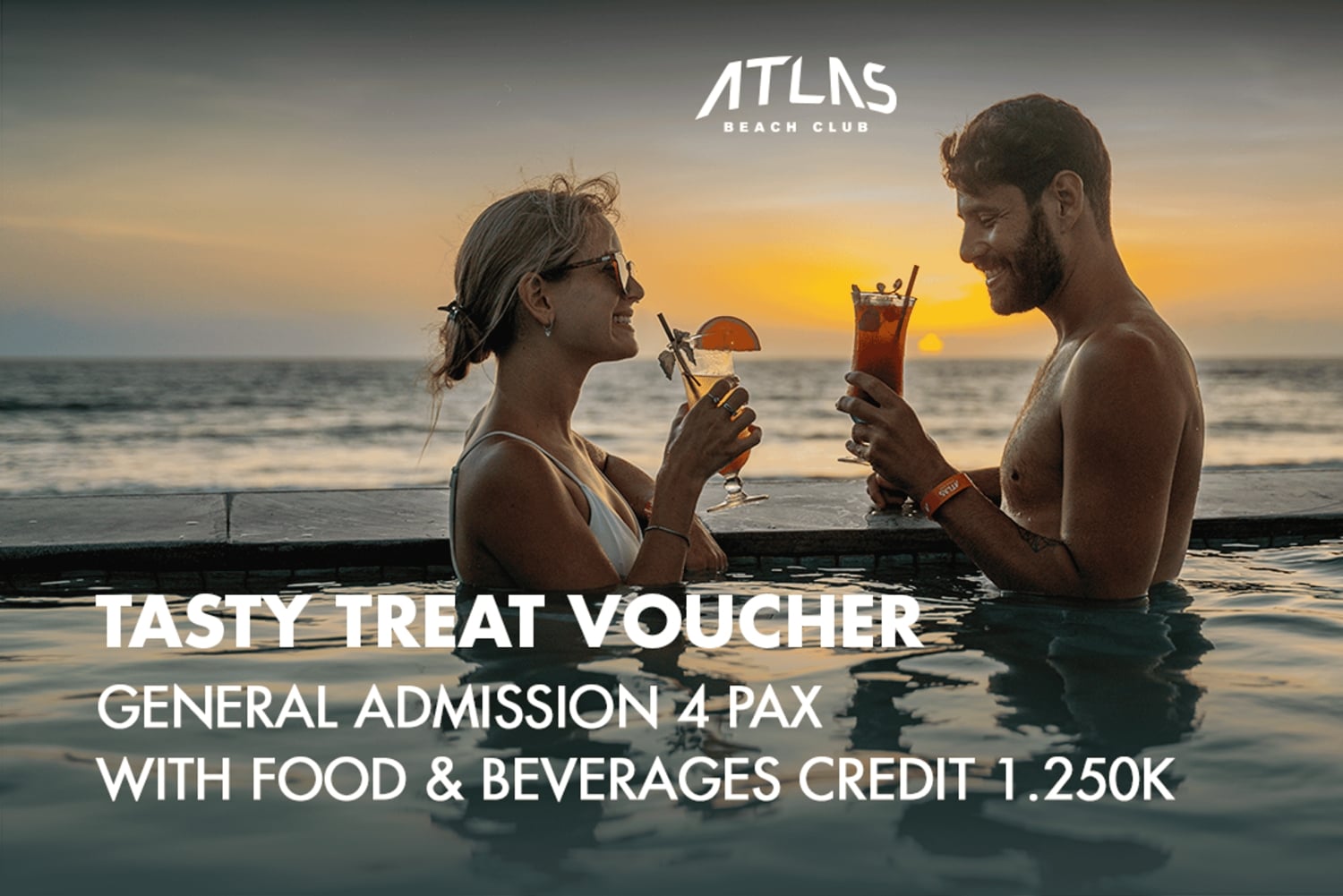Atlas Beach Club Bali: Bali Beach Bali: Yhden päivän passi / F&B luottoseteli