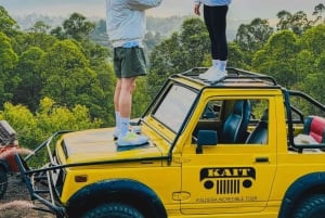 Mount Batur jeep-tur i soluppgången, svart lava, dolt vattenfall i Ubud