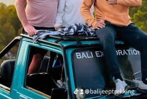 Mount Batur jeep-tur i soluppgången, svart lava, dolt vattenfall i Ubud