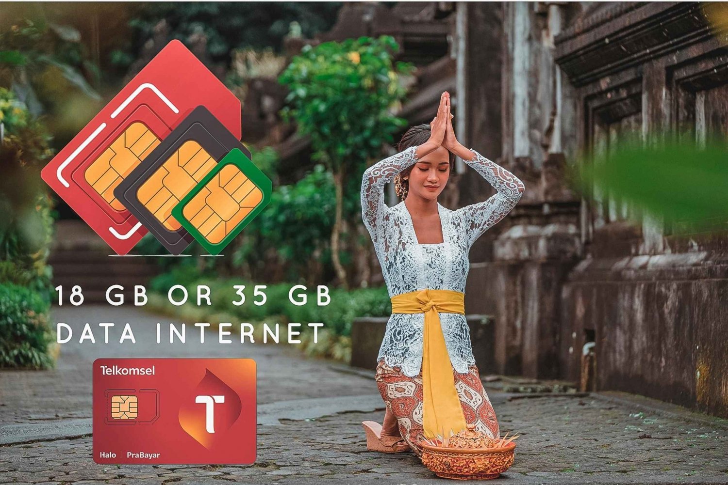 Bali: Sim-kort & eSIM med data 18-35-50 GB Fri leverans
