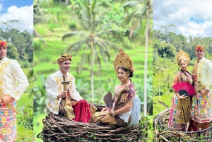 バリ：伝統的なウェディングフォトセッション + マッサージ ライステラスビュー