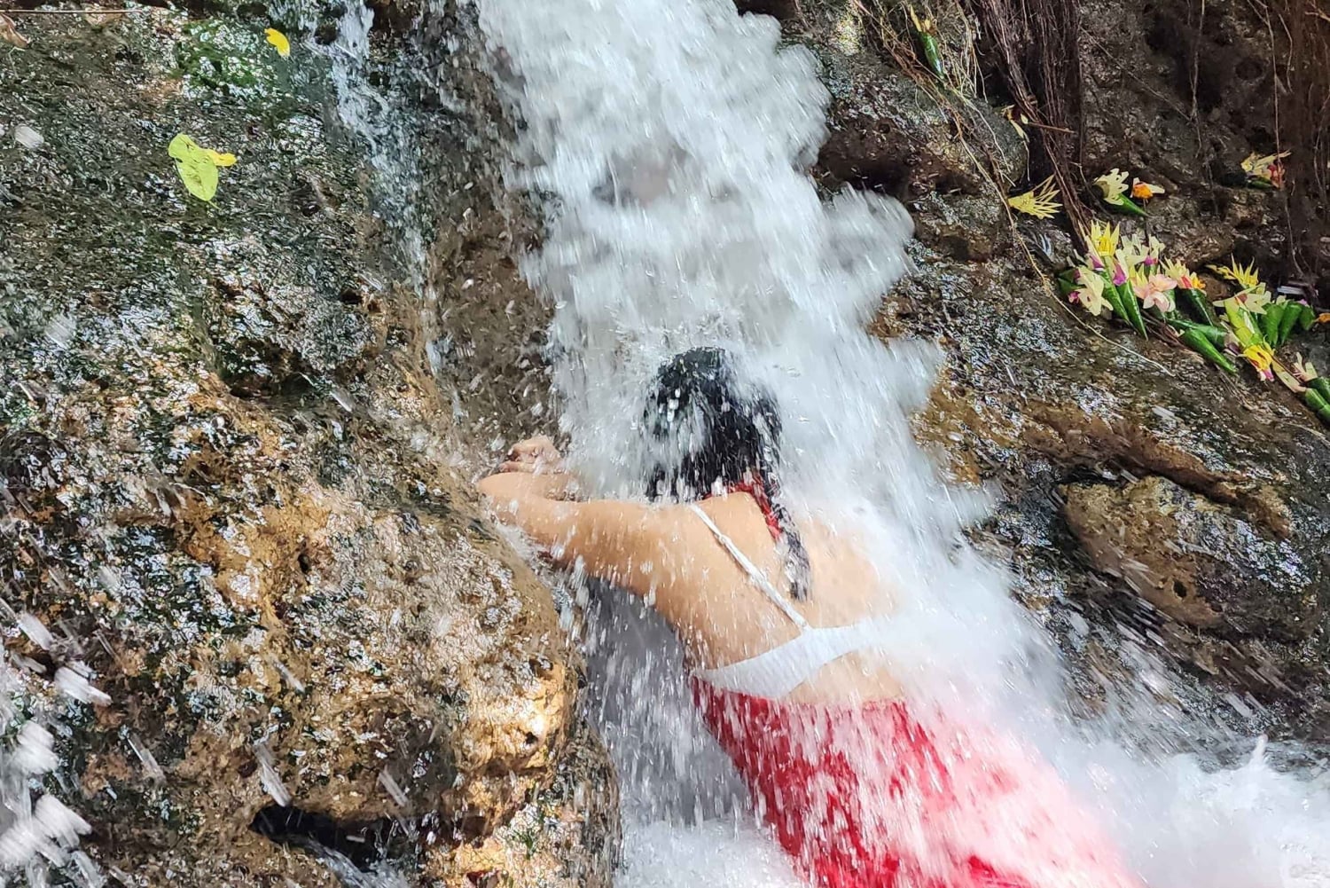 Balinese Purification at holy water temple with Local