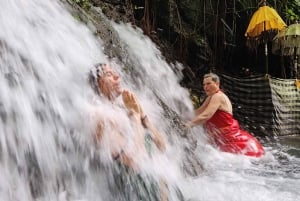 Balinese reiniging in een heilig watertempel met een local