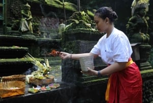 Balinese Purification at holy water temple with Local