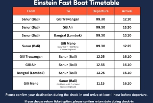 バリ島/サヌールからギリT/エア/ロンボク島への片道高速船