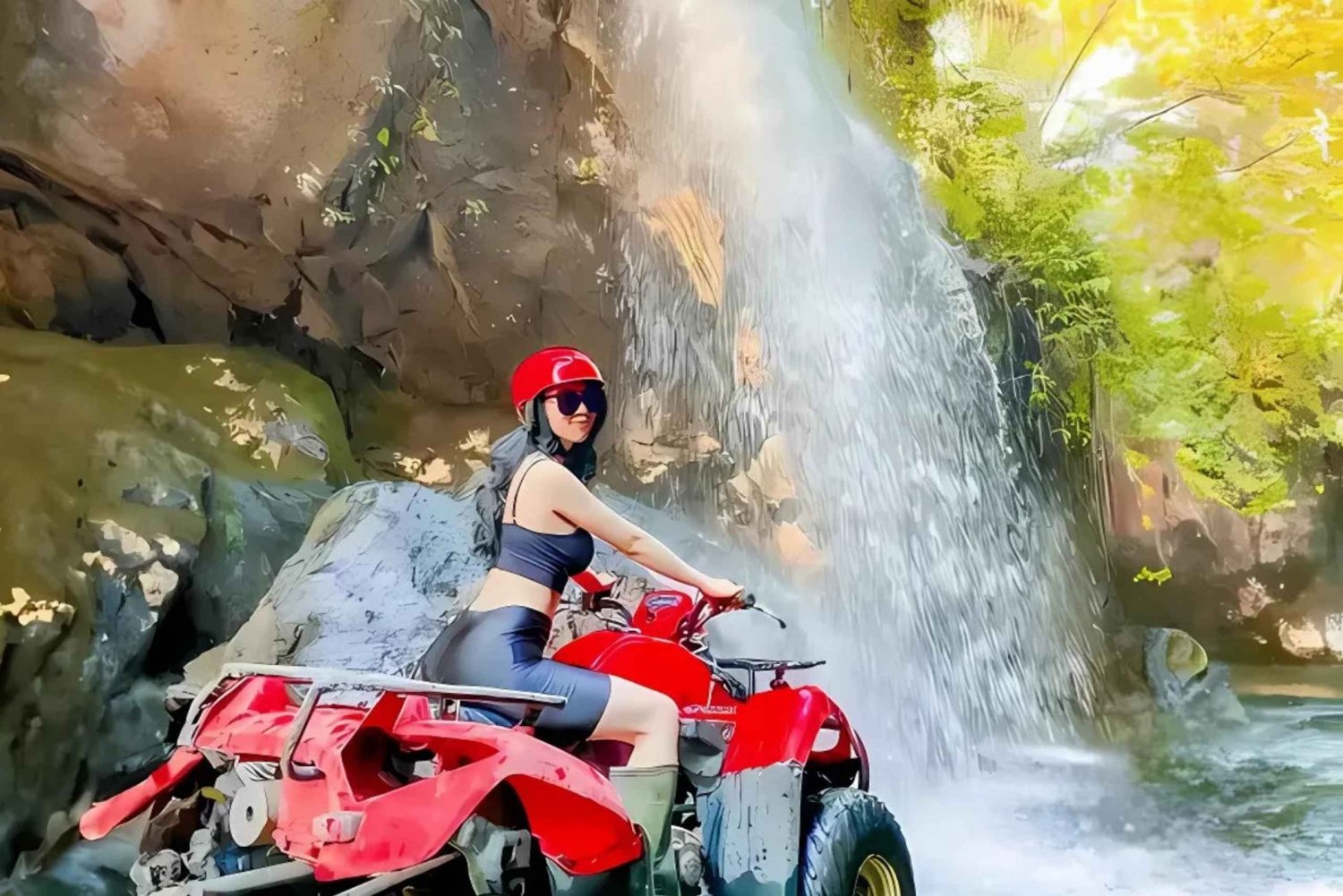 Kuber ATV Bali gjennom foss og lang tunnel