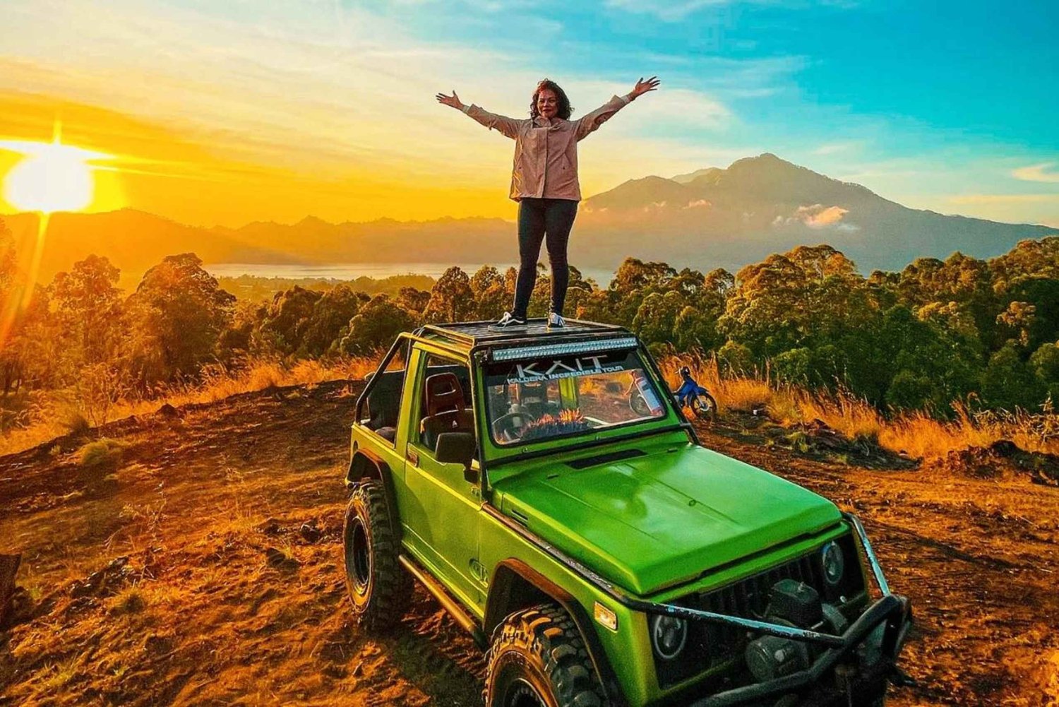 Mount Volcano Bali Jeep Sunrise, sort lava og varm kilde