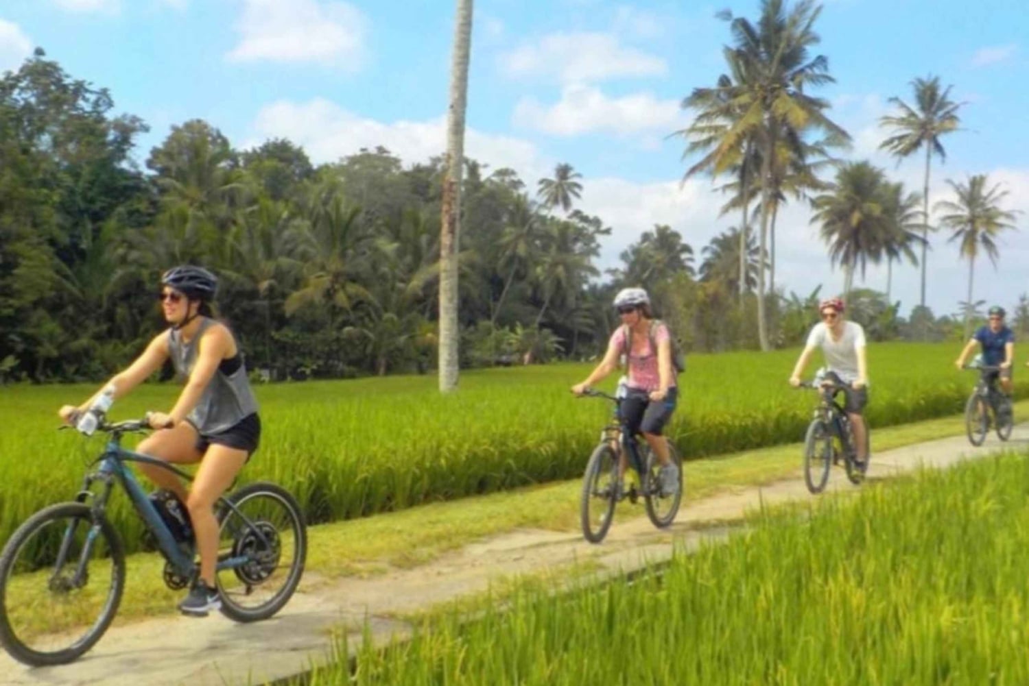 ウブド：火山を下りるサイクリングと棚田訪問をお楽しします