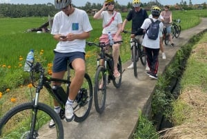 Ubud: Sykkeltur nedoverbakke med rismarker, vulkan og måltid