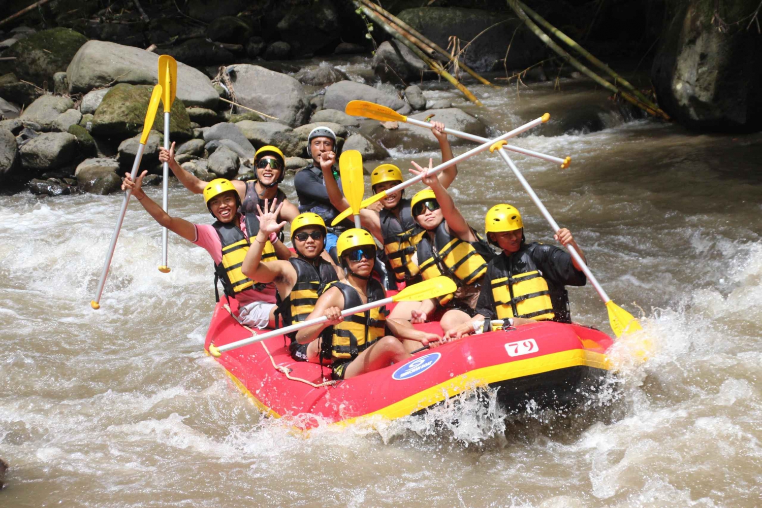 Rafting em Ubud, riceterrace e cachoeira, tudo incluído