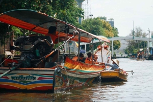 3 horas en barco privado Mercado Flotante de Bangkok en barco plano