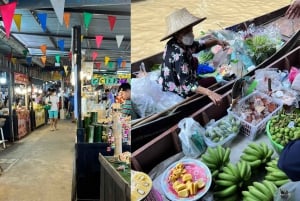 3 horas en barco privado Mercado Flotante de Bangkok en barco plano