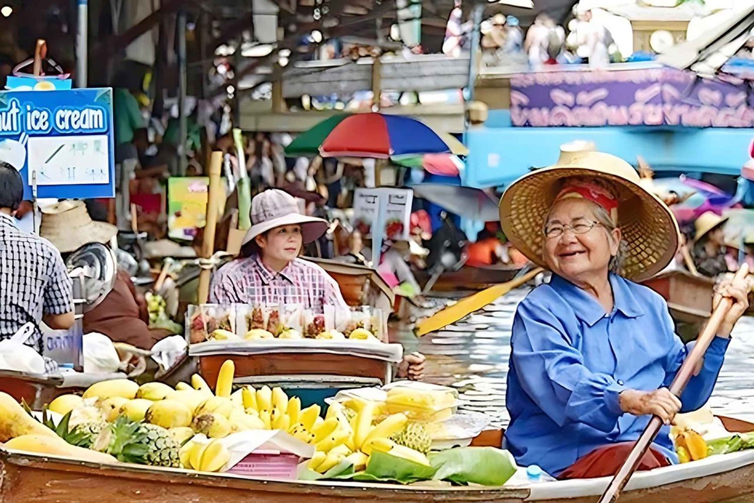 Bangkok: tour di 1 giorno al Grand Palace e al mercato galleggiante con trasferimento