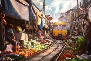 Bangkok: tour di 1 giorno al Grand Palace e al mercato galleggiante con trasferimento