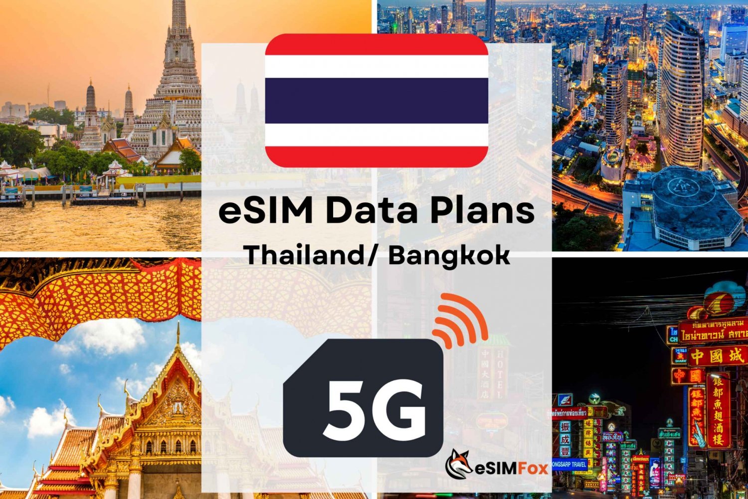 Bangkok: Plano de dados de Internet eSIM para a Tailândia 4G/5G