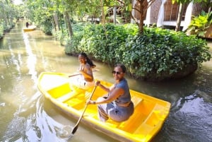 Privat flytende marked og togmarked + DRAGON-tempelet + thailandsk kafé