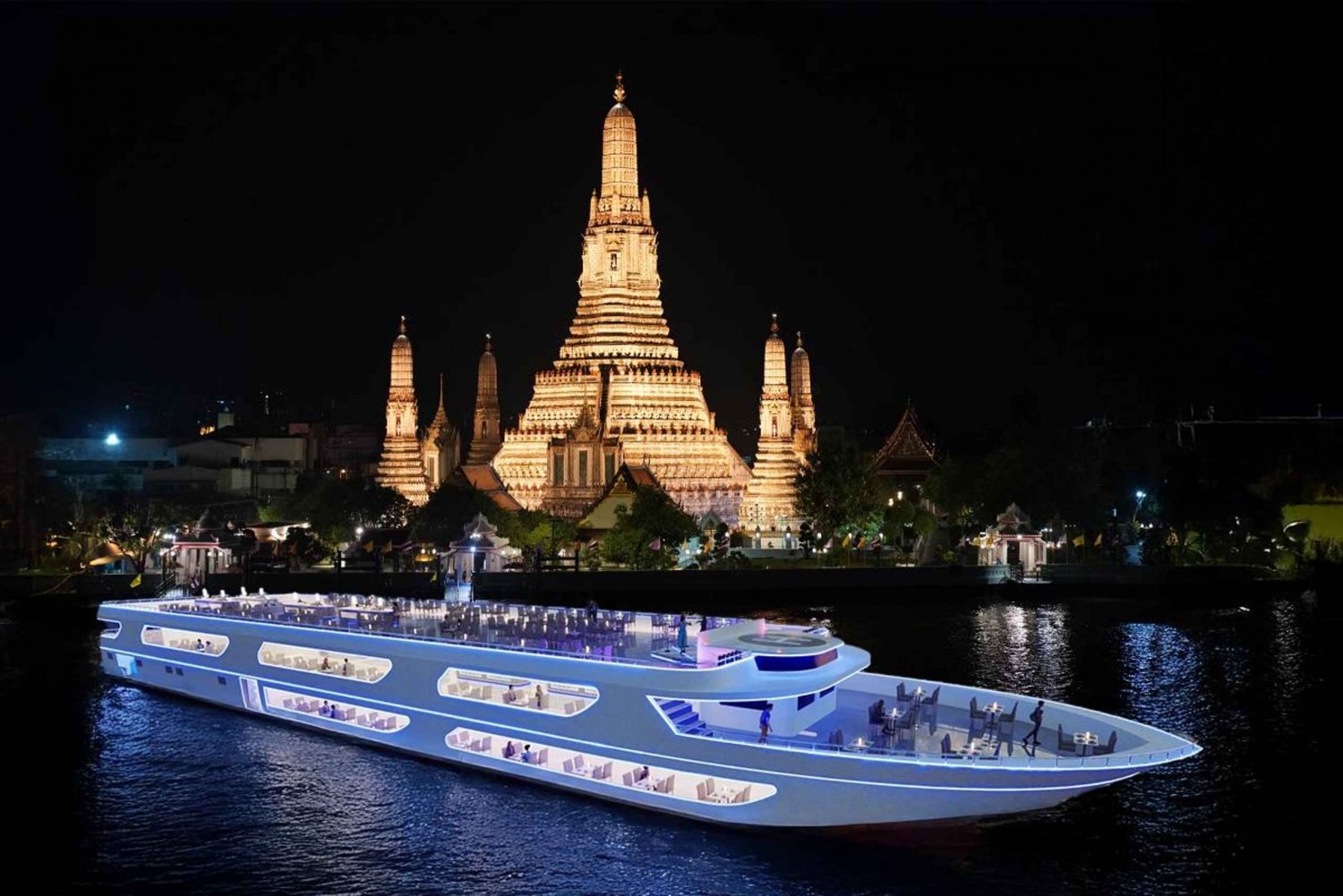 Bangkok: Luxury White Dinner Cruise with Live Entertainment