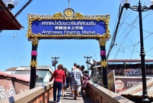 Dagsutflukt med Maeklong-jernbanen og Amphawas flytende marked