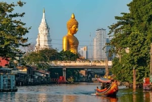 Bangkok: Tour privato dei canali e 2 templi con servizio di prelievo in hotel