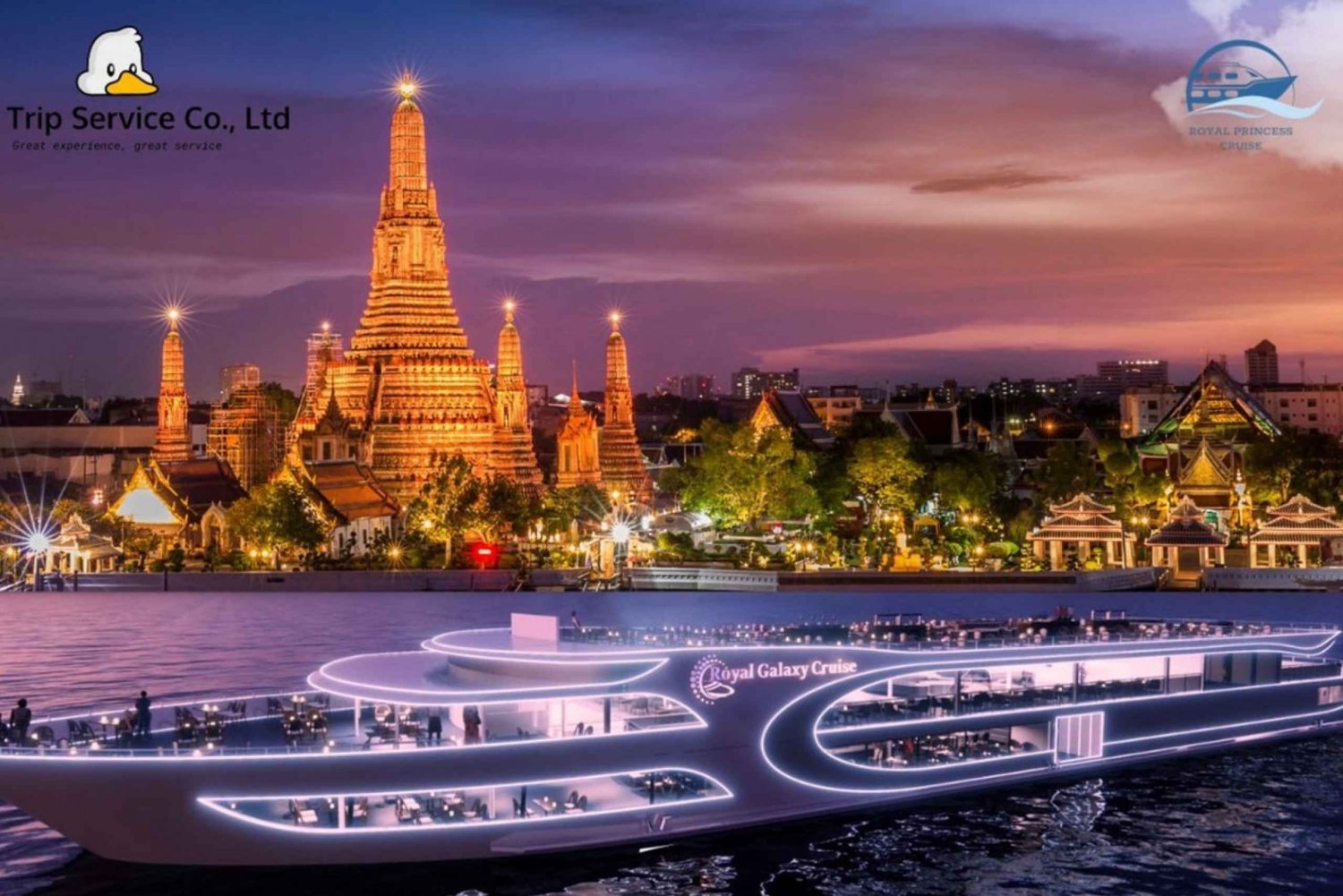 Bangkok: Crucero con cena por el río Chao Phraya Royal Galaxy