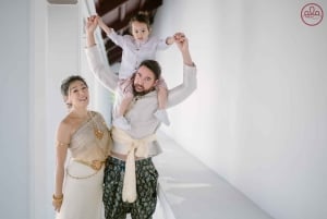 Bangkok, Thailand Thailändsk buddhistisk bröllopsceremoni med fotografering