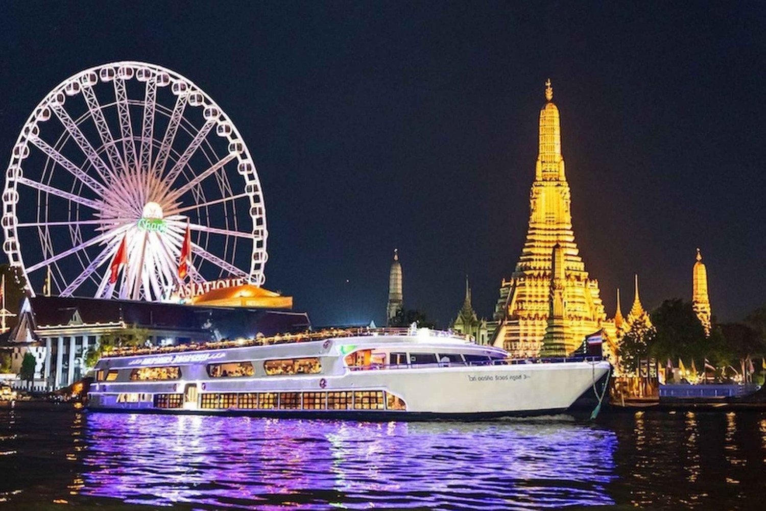 Bangkok: White Orchid Chao Phraya Cena en Crucero Cerveza gratis