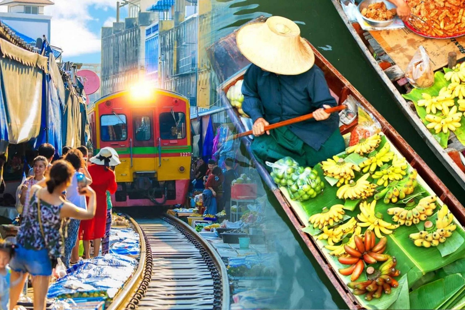 Carro particular Mercado flutuante: Damnoen Saduak + Amphawa + Mais