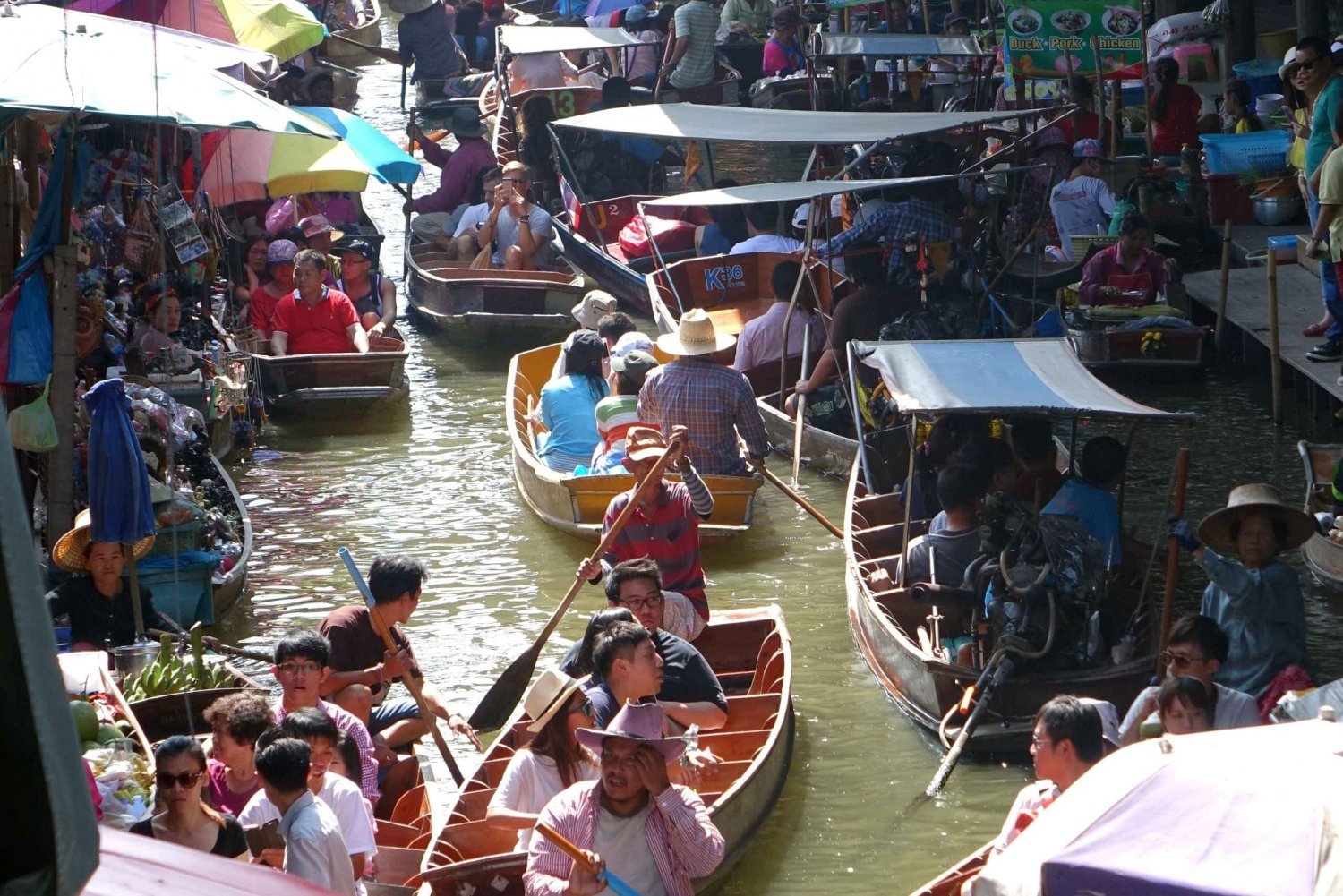 Mercato galleggiante di Damnoen Saduak e tour combinato di Ayutthaya