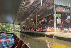 Mercado flutuante Damnoen Saduak e rio Kwai em Kanchanaburi