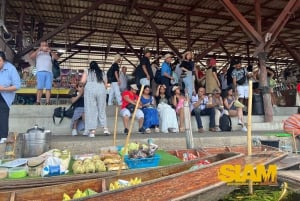 Mercado flutuante Damnoen Saduak e rio Kwai em Kanchanaburi