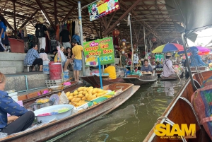 Mercado flutuante Damnoen Saduak e rio Kwai em Kanchanaburi
