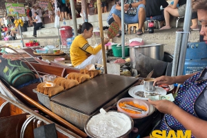 Mercado flutuante Damnoen Saduak e rio Kwai em Kanchanaburi