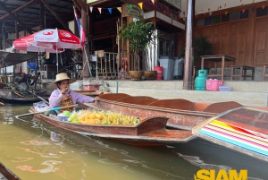Mercado flutuante Damnoen Saduak e rio Kwai em Kanchanaburi