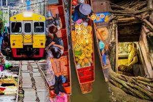 Privat: Damnoen Saduak flytande marknad, järnväg, Wat och mycket mer