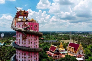 Privat flytande marknad och tågmarknad + DRAGON-templet + thailändskt café