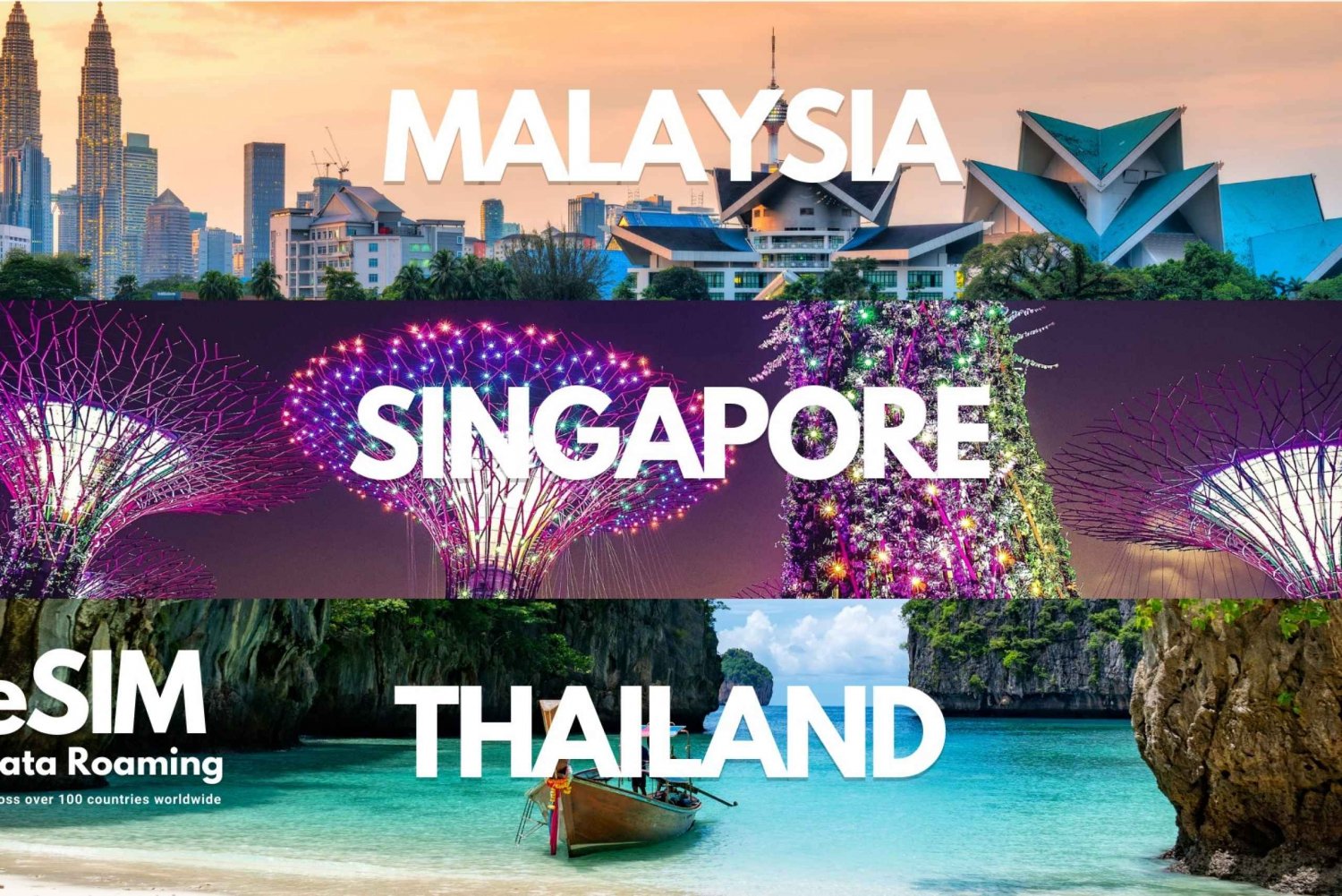 Singapur, Tailandia y Malasia: eSIM de datos móviles ilimitados