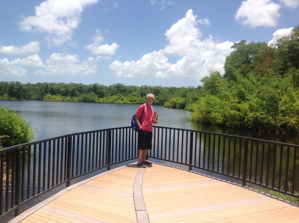 Steve soaking up the sun at Graeme Hall Nature Reserve before heading back to Sussex