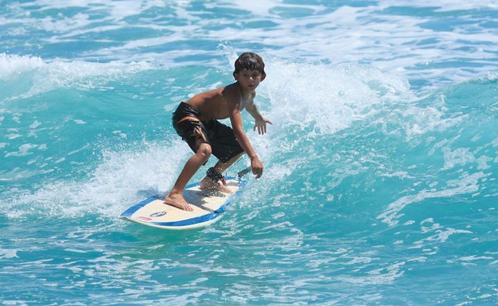 Young Coby surfing off Silver Sands on the South Coast (Credit: Chris Welch for Brian Talma)