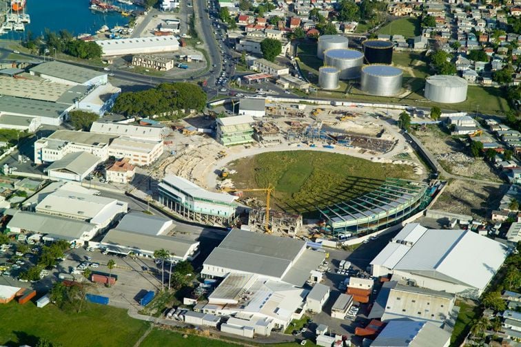 Aerial view of Kensington Oval during reconstruction