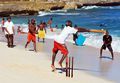 Beach cricket on Silver Sands Beach