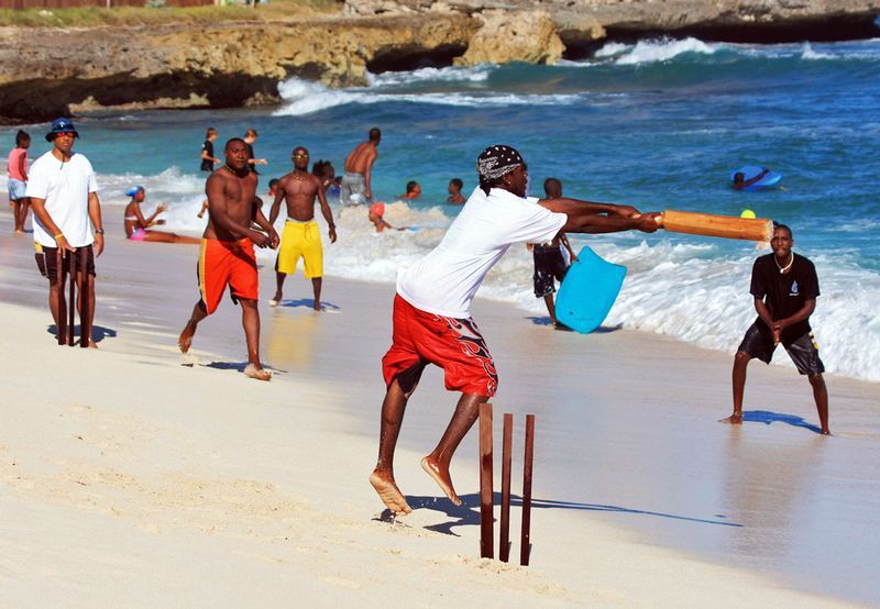 Beach cricket on Silver Sands Beach