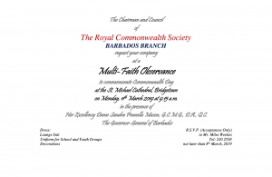 The Royal Commonwealth Society Barbados Branch - Multi-Faith Observance