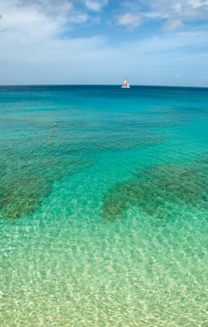 Crystal clear and aquamarine Barbados sea
